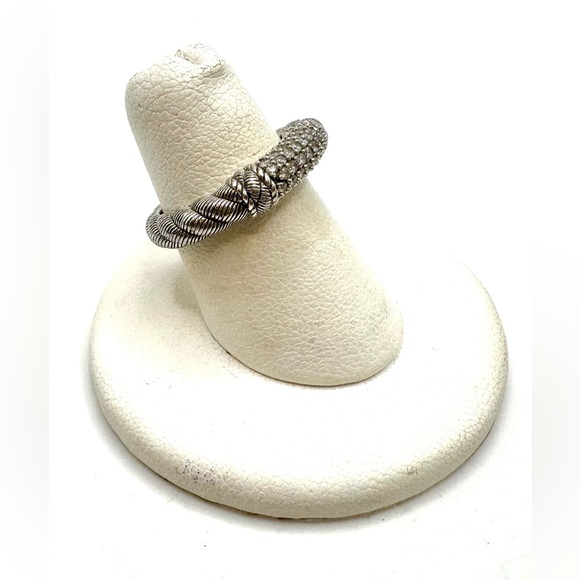 Judith Ripka Sterling Silver Cubic Zirconia Twisted Rope Band Ring Sz 6 - Picture 2 of 5